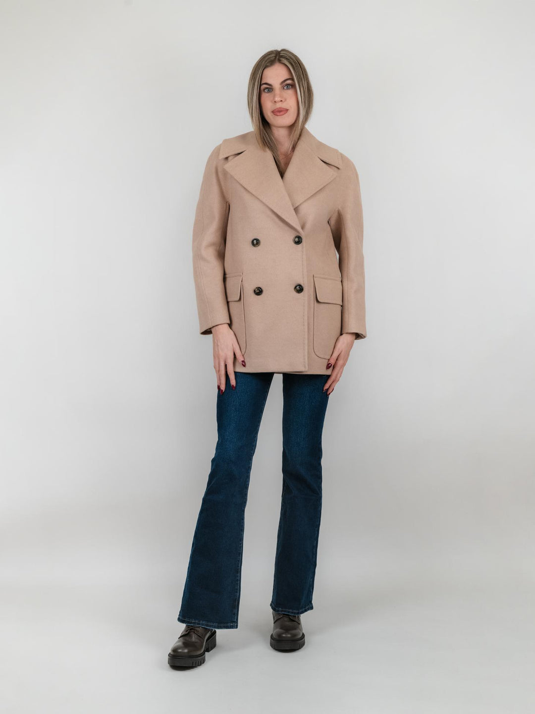 CAPPOTTO PEACOAT CON MAXI REVERS CAMMELLO 9833RO CAMMELLO ANDREA MORANDO 