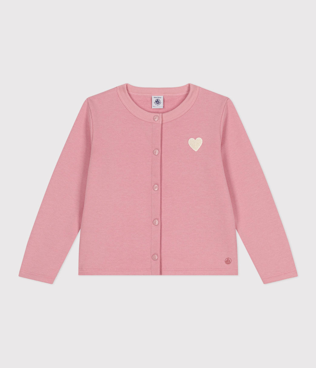 Cardigan in tessuto felpato rosa bambina A0D6E 01 PETIT BATEAU 