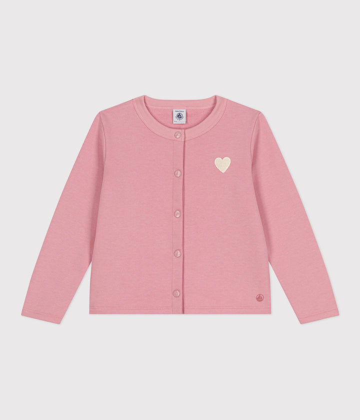 Cardigan in tessuto felpato rosa bambina A0D6E 01 PETIT BATEAU 