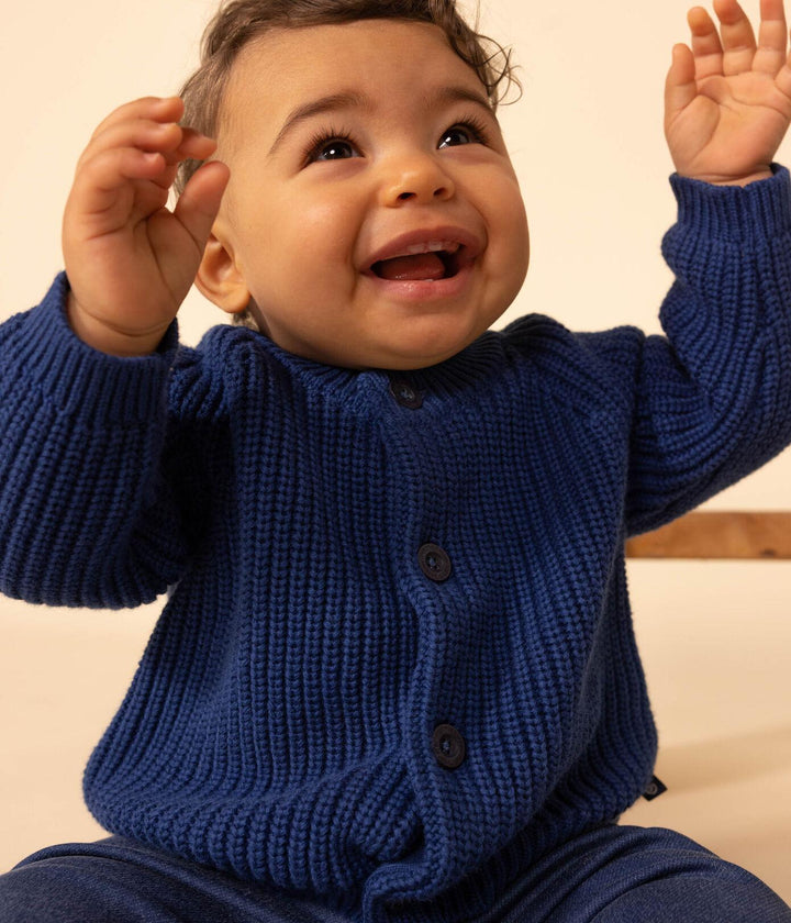CARDIGAN IN TRICOT DI COTONE BLU A089S 01 PETIT BATEAU 