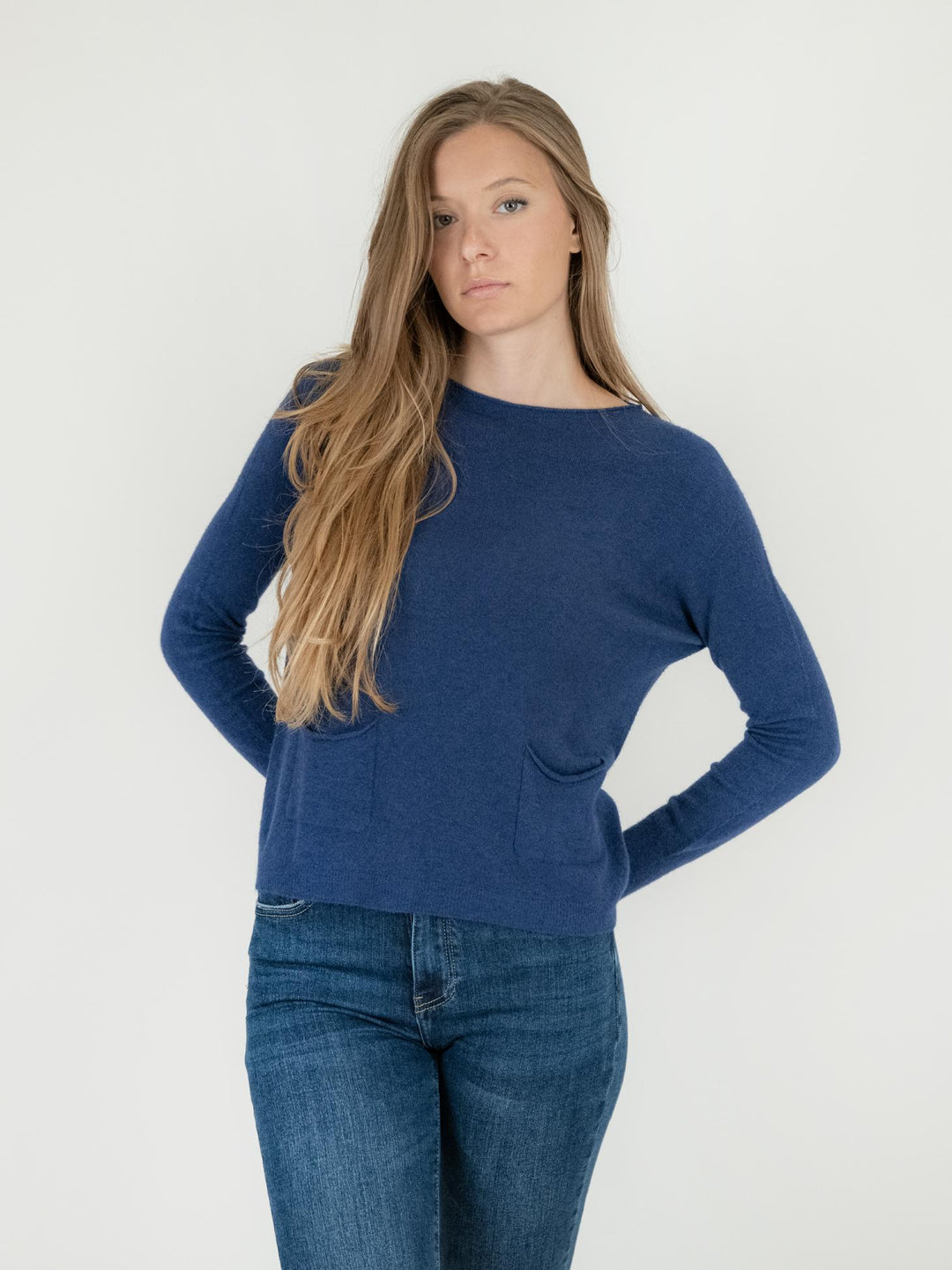 MAGLIA CON TASCHINE BLU 0220/06 1073 BIMOR 