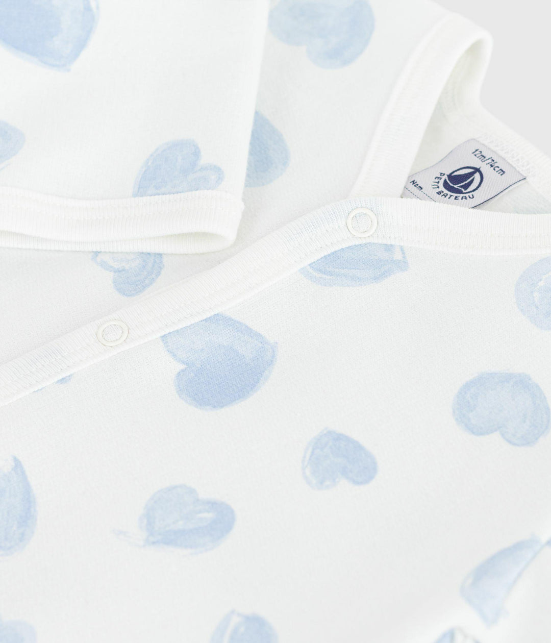 Pigiama in tessuto felpato spazzolato con colletto con stampa a cuori neonato A0DVS 01 PETIT BATEAU 