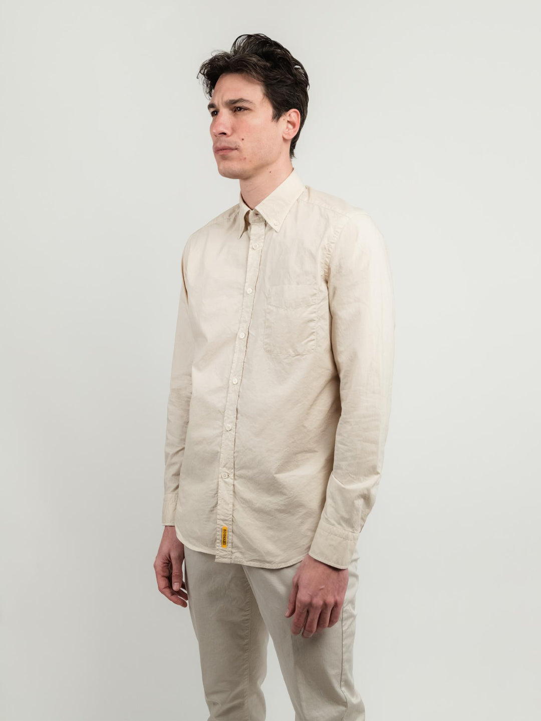 CAMICIA IN MUSSOLA DI COTONE BOTTON DOWN SABBIA