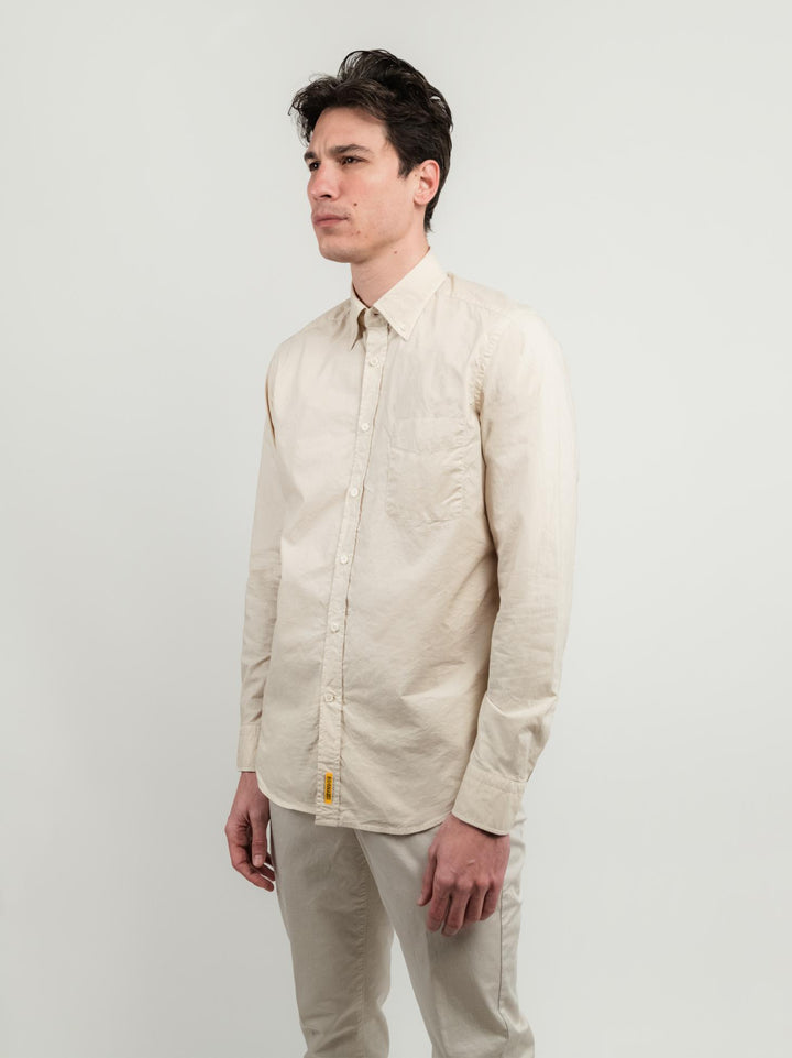 CAMICIA IN MUSSOLA DI COTONE BOTTON DOWN SABBIA