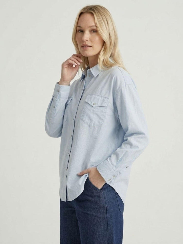 Camicia over in cotone azzurra S26477 AZZURRA ANDREA MORANDO 