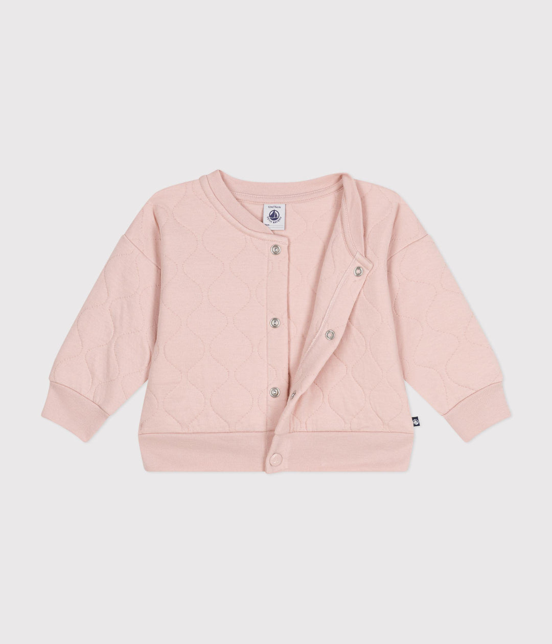 Cardigan rosa teddy in tubique trapuntato A0BPU 02 PETIT BATEAU 