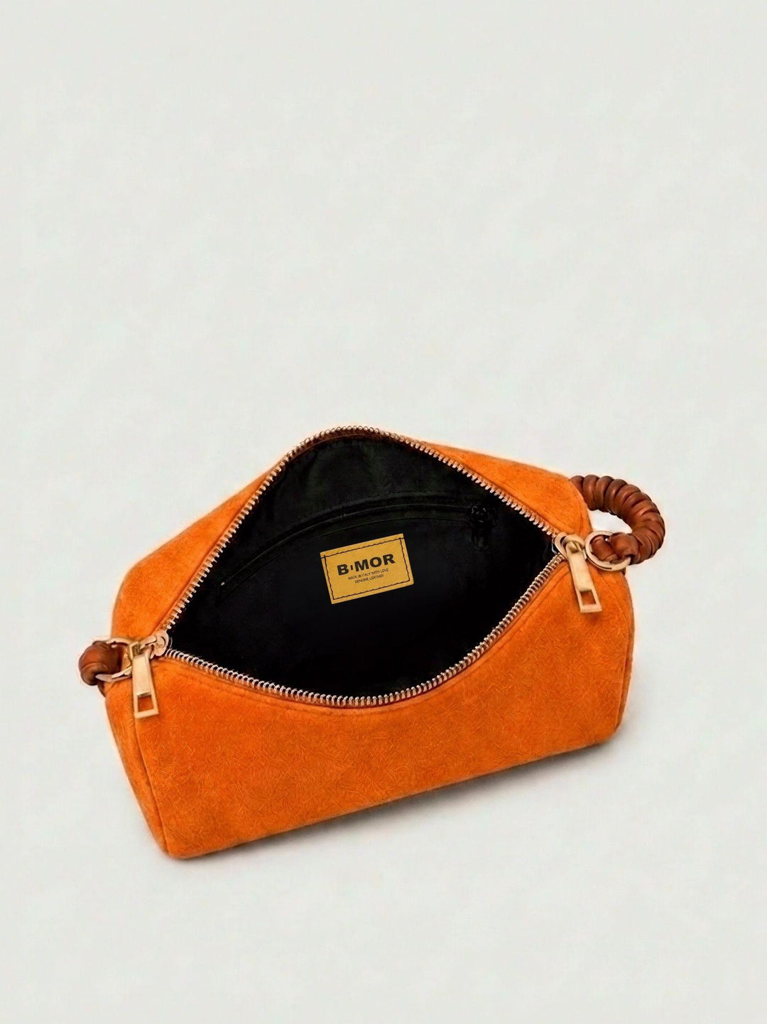 Borsa a spalla Mini Cube in pelle scamosciata arancio MINI CUBE ARANCIO BIMOR 