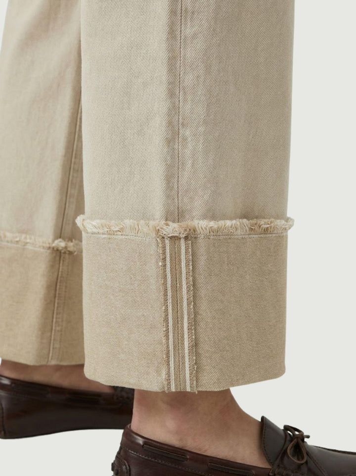 Pantalone a palazzo in denim beige 81144ARR NATURALE ANDREA MORANDO 