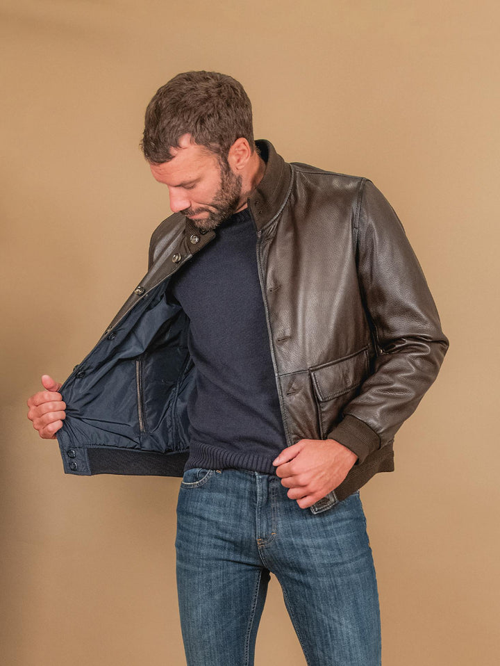GIUBBOTTO IMBOTTITO IN PELLE MARRONE REVERSIBILE ARCR 06 JACK LEATHER 