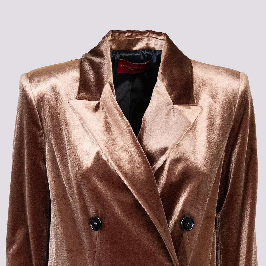 CAPPOTTO DOPPIOPETTO  CON SPACCO LATERALE IN VELLUTO NOCE 2134/2894 75 ANDREA MORANDO 