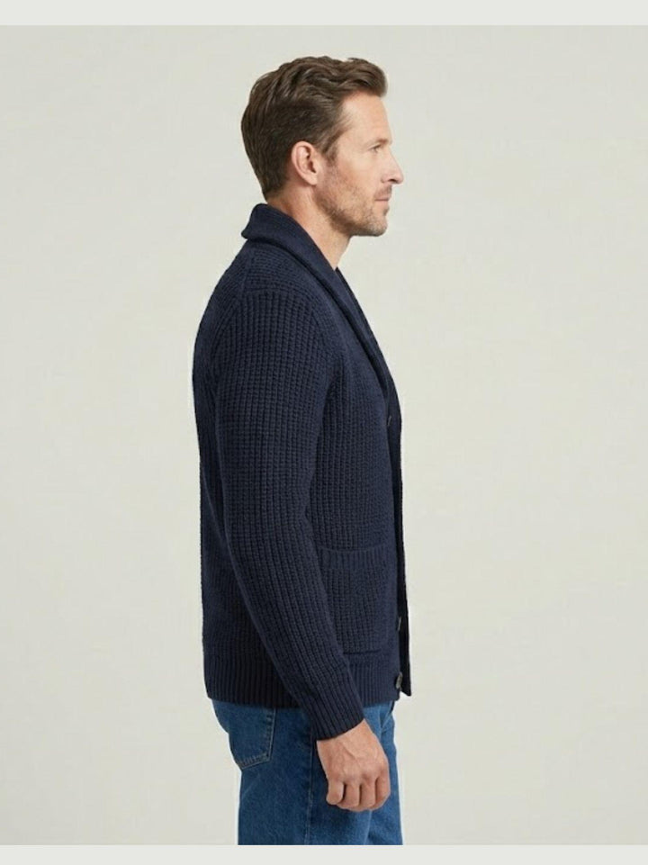 Cardigan collo sciallato blu 4366225 278 ANDREA MORANDO 