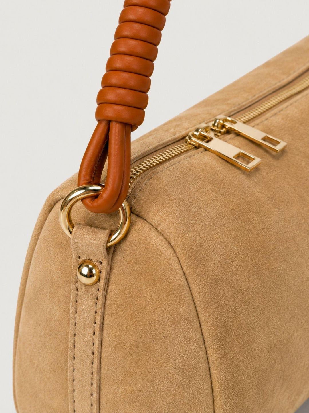 Borsa a spalla Mini Cube in pelle scamosciata beige MINI CUBE BEIGE BIMOR 