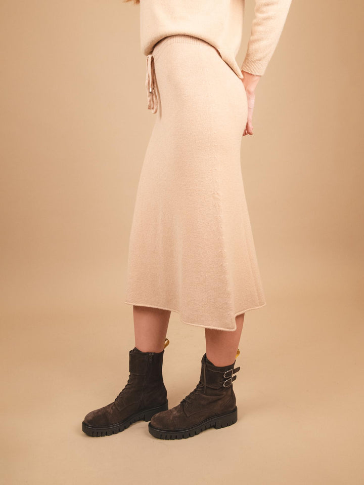 GONNA MIDI IN MAGLIA  CON ELASTICO E COULISSE BEIGE 0270/116 0234 BIMOR 