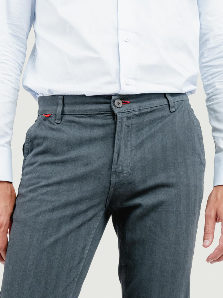 PANTALONE IN COTONE SPIGATO ANTRACITE 7657ALO GRIGIO ANDREA MORANDO 