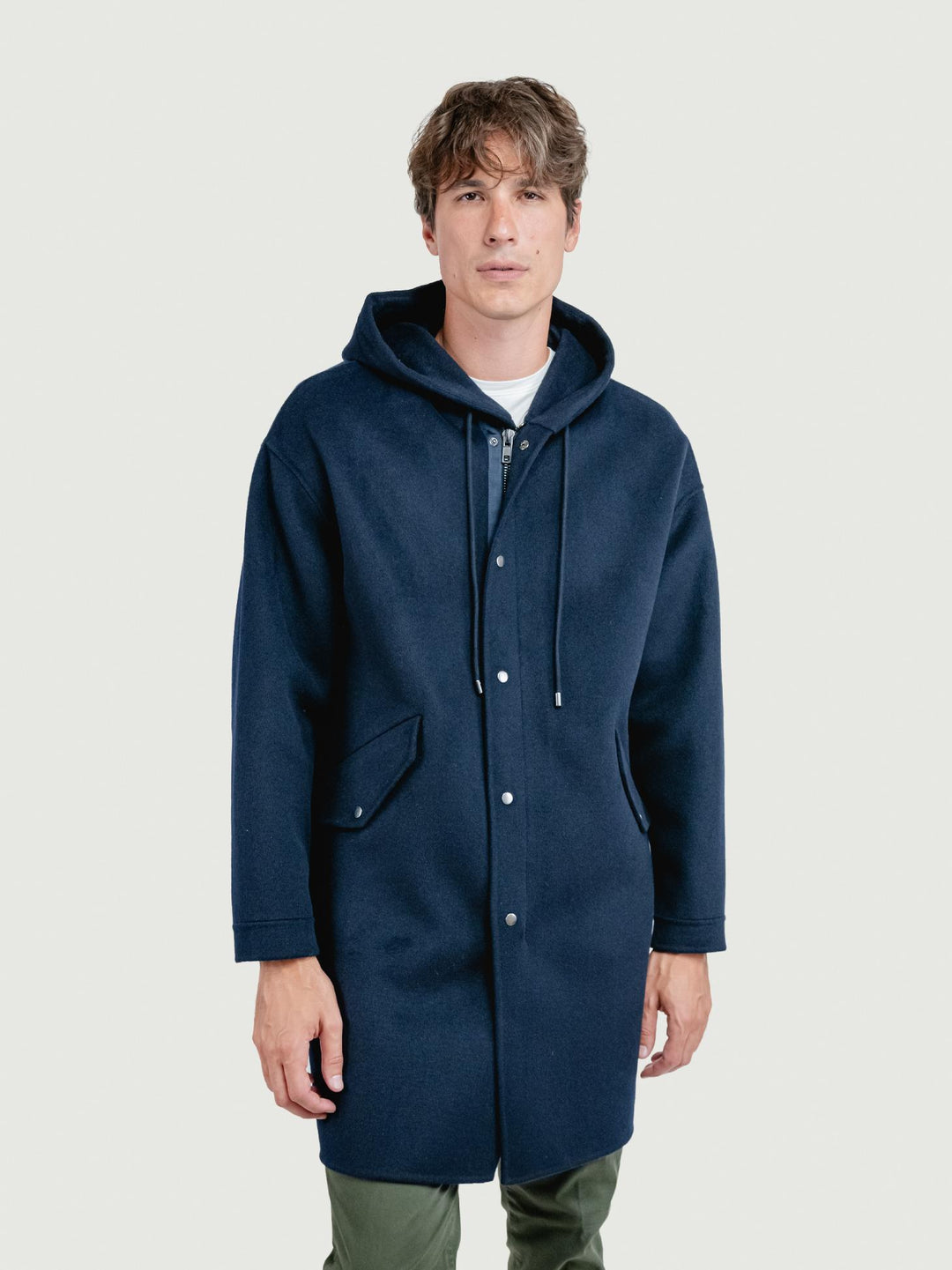 CAPPOTTO PARKA DENZEL IN LANA BLU DENZEL NAVY BLUE ANDREA MORANDO 
