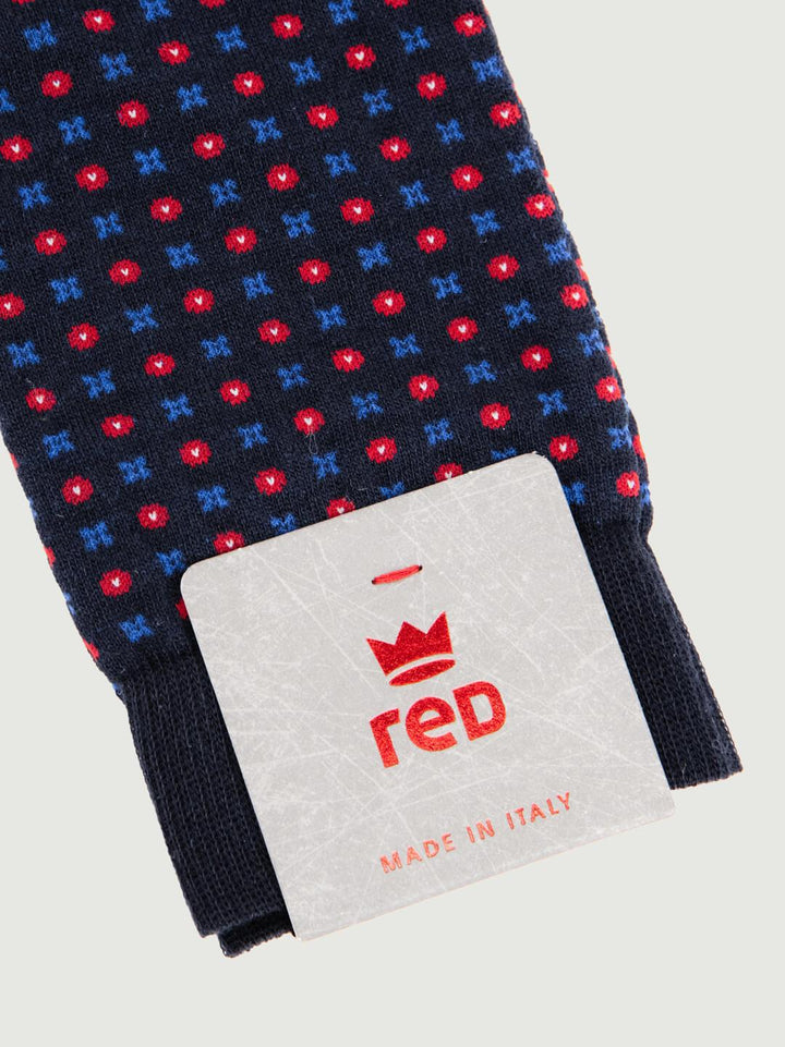 CALZA COTONE CASHMERE MOTIVO CRAVATTA BLU 64224G BLU RED 