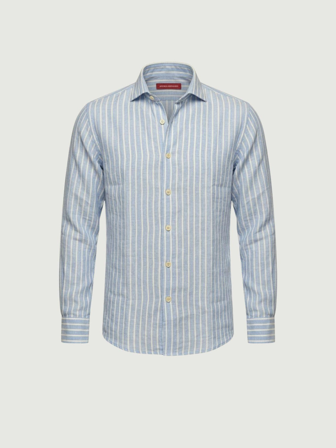 Camicia in lino azzurra con righe bianche BU26S02CALINCOT416 240 ANDREA MORANDO 