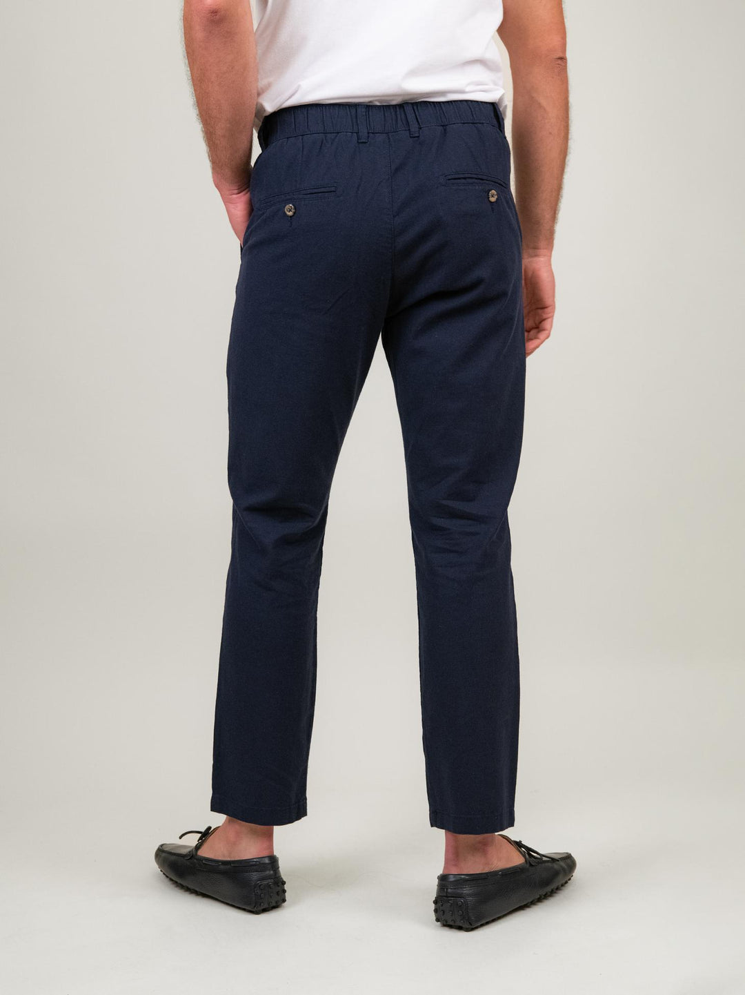 PANTALONE MISTO LINO BLU NAVY