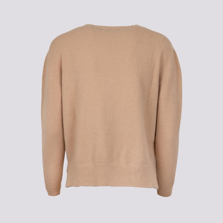 GIROCOLLO IN MAGLIA BEIGE CON MICRO SPACCHI LATERALI 0670/15 0234 BIMOR 