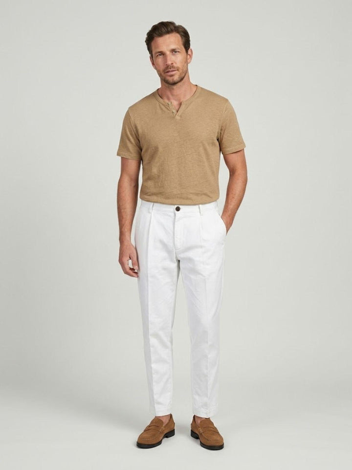 Pantalone con tasche americane lino cotone bianco CO0515M 1000 ANDREA MORANDO 