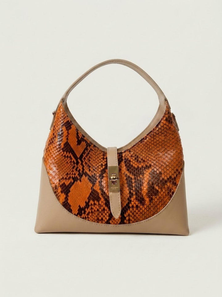 Borsa a spalla Elly in pelle di pitone arancione ELLY-PITONE ARANCIONE BIMOR 