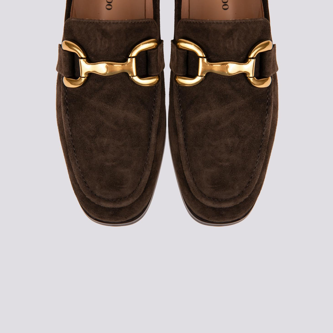 MOCASSINO  CON MORSETTO FRONTALE IN CAMOSCIO MARRONE 572Z30VK MARRON SCURO ANDREA MORANDO 