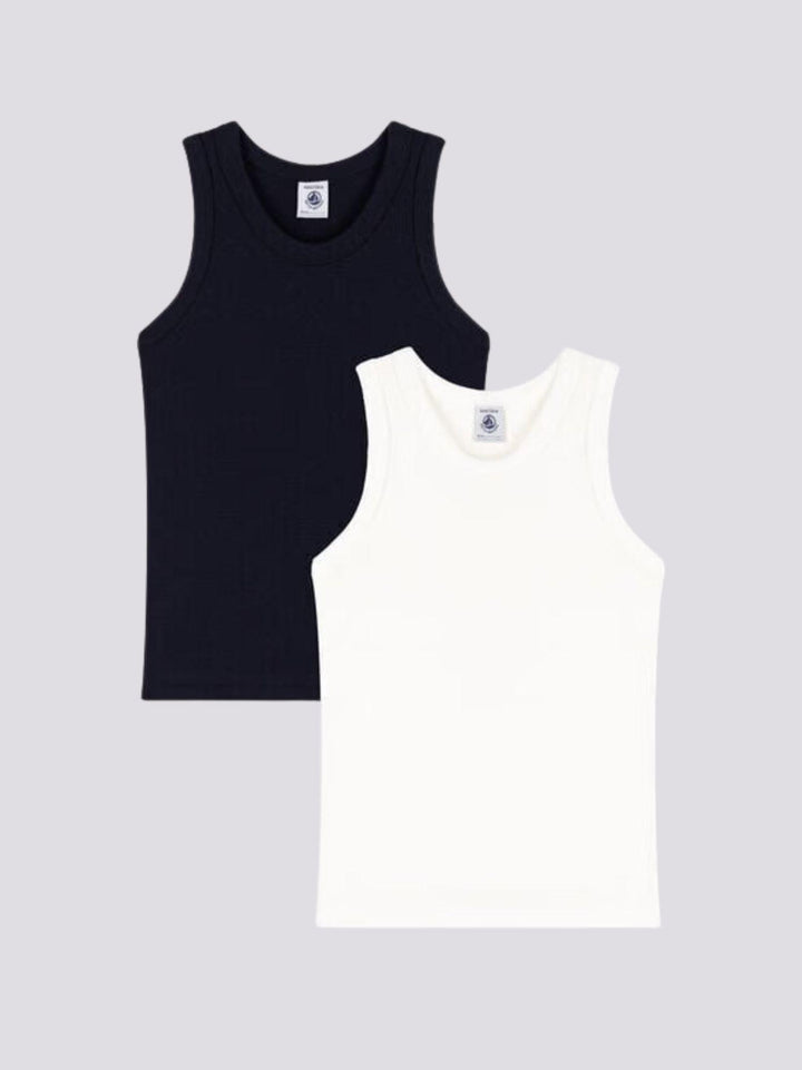 CONFEZIONE DA 2 CANOTTIERE BAMBINO IN COTONE A0A8B 00 PETIT BATEAU 