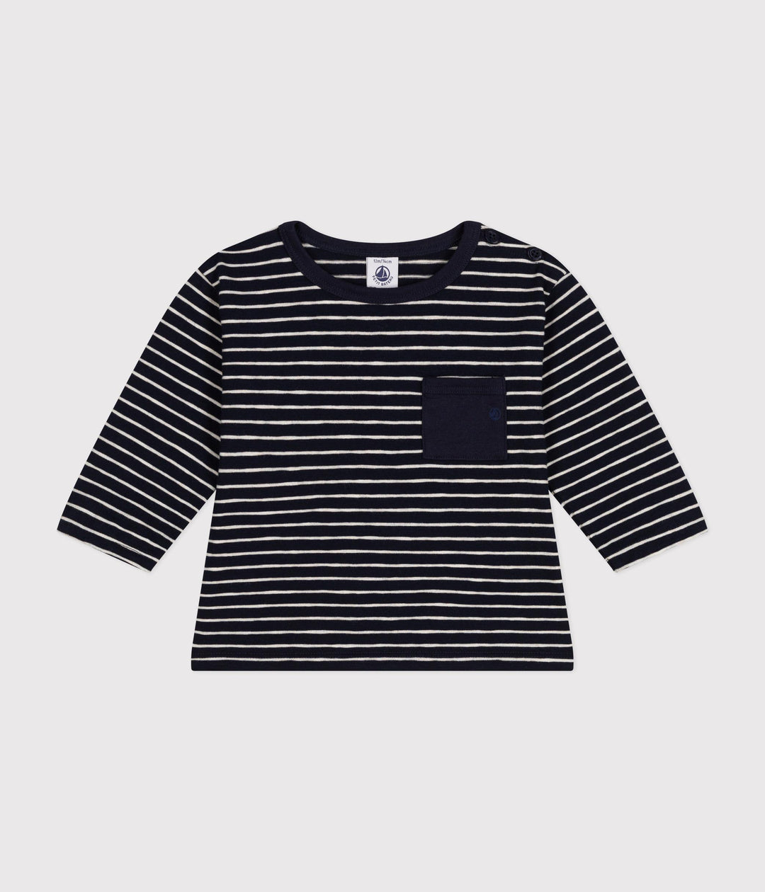 T-shirt a righe bicolore a maniche lunghe A0BPO 01 PETIT BATEAU 
