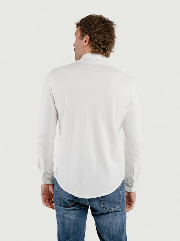 POLO CAMICIA IN COTONE PIQUET BIANCA BU26W42CA 101 ANDREA MORANDO 