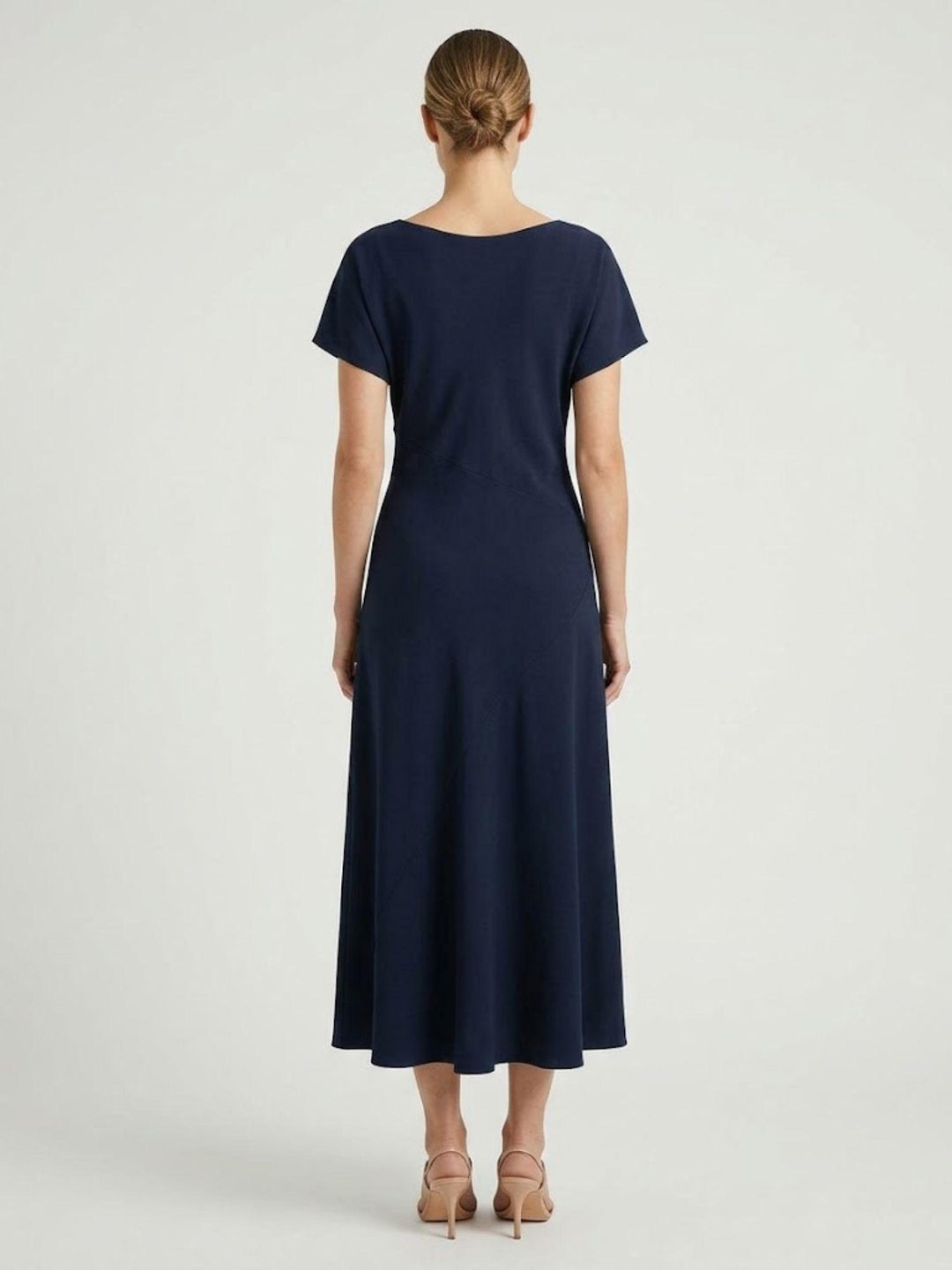 Abito lungo con scollo drappeggiato blu 4562 847 ANDREA MORANDO 