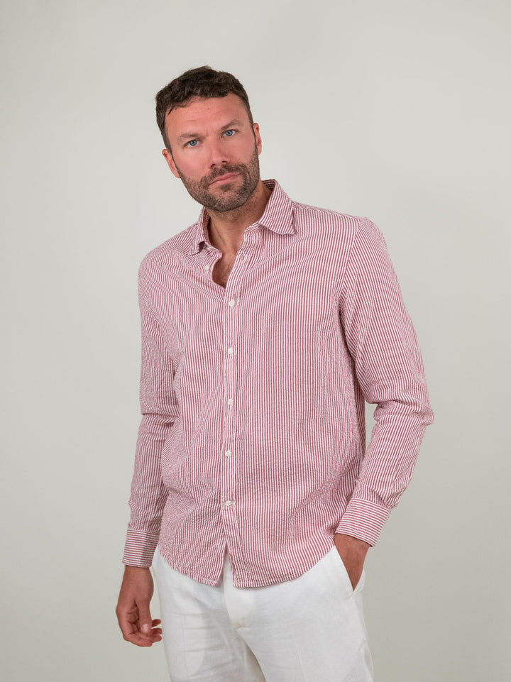 CAMICIA SEERSUCKER A RIGHE ROSA JEEP 04 DEPERLU 