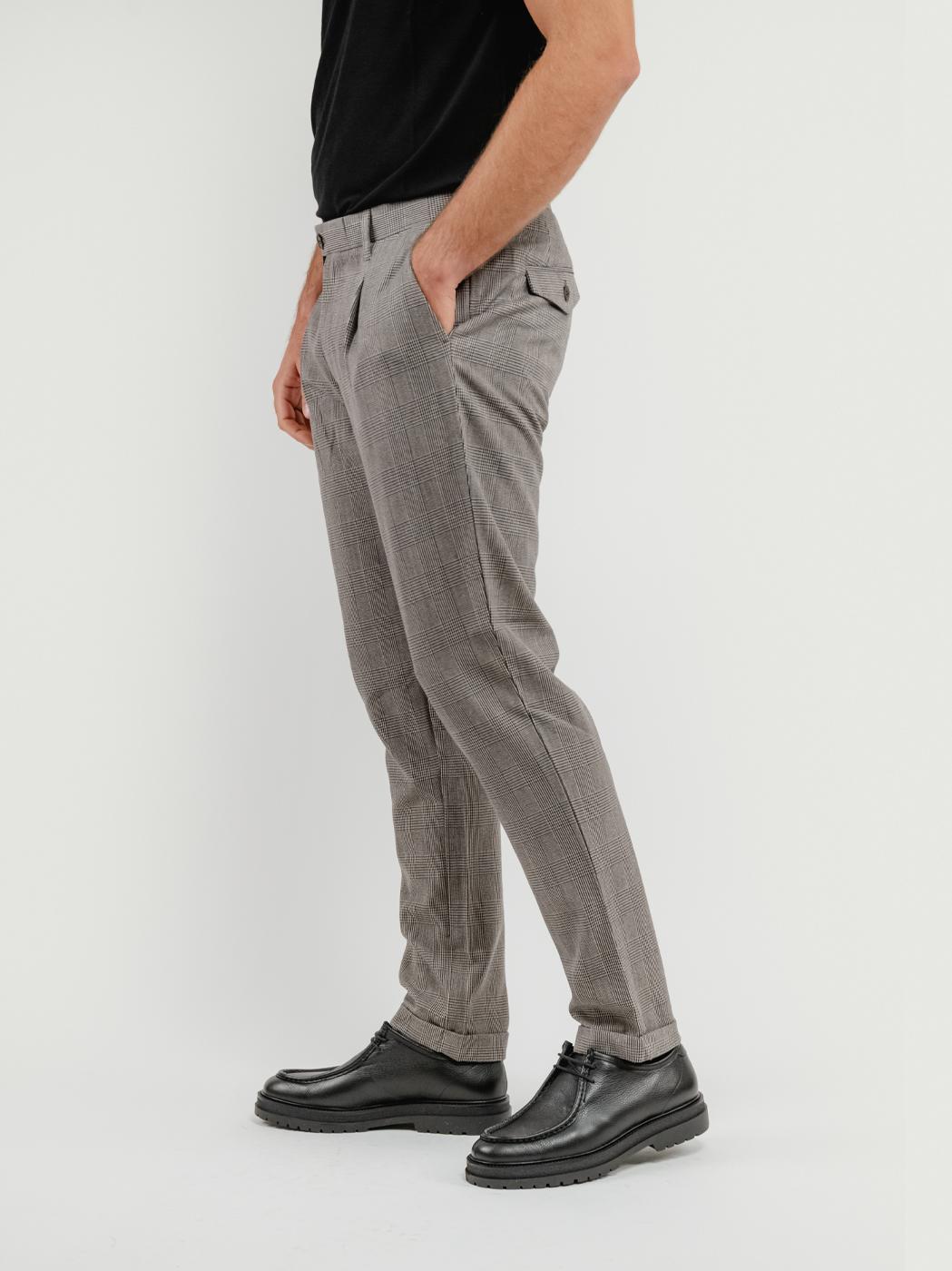 PANTALONE CON PENCES PRINCIPE DI GALLES GRIGIO BU26W10PAPA1544 718 ANDREA MORANDO 