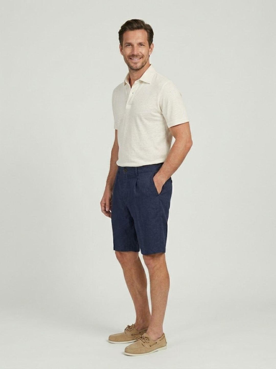 Bermuda in misto lino blu navy BU26S48BEPA843PD 201 ANDREA MORANDO 