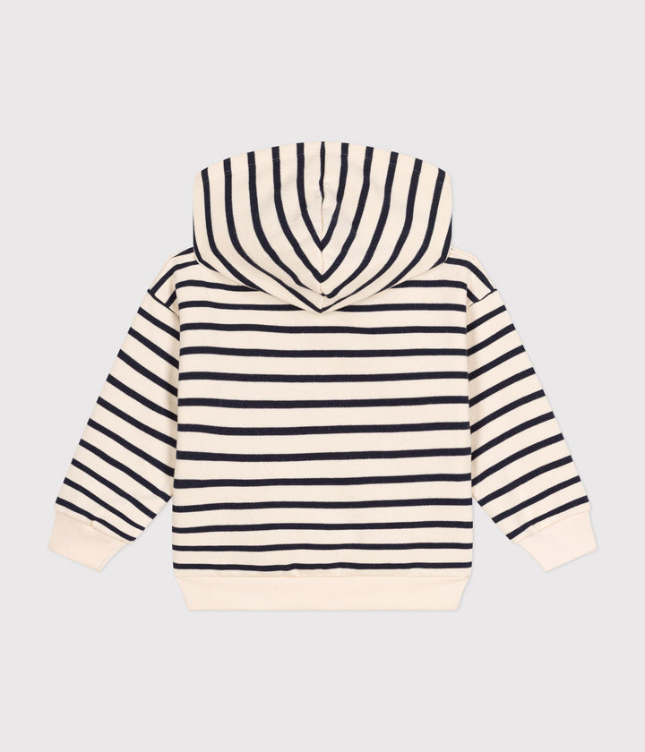 Felpa marinière con cappuccio in tessuto felpato A0BA1 01 PETIT BATEAU 