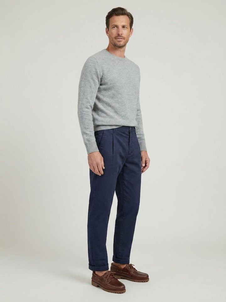 Pantalone con pinces in cotone blu 7676GB BLU ANDREA MORANDO 