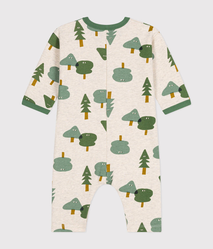 Tutina lunga bianca con stampa alberi in tessuto felpato A0BKT 01 PETIT BATEAU 