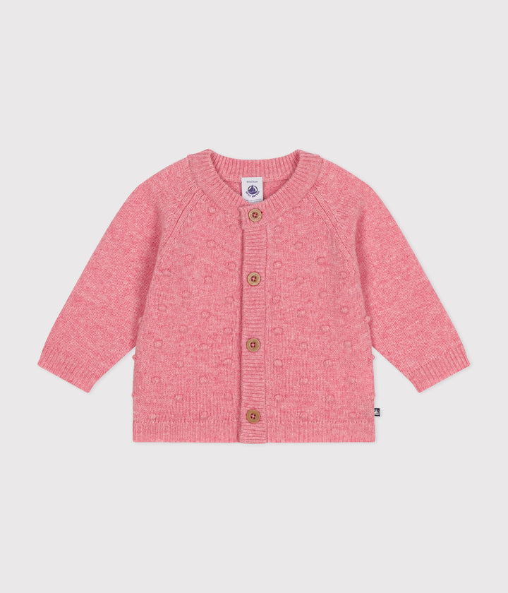 Cardigan in maglia misto lana rosa A0B7D 01 PETIT BATEAU 