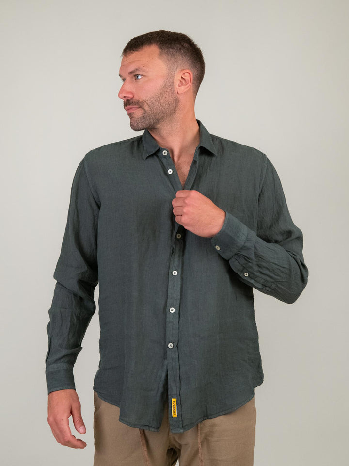 CAMICIA IN LINO VERDONE