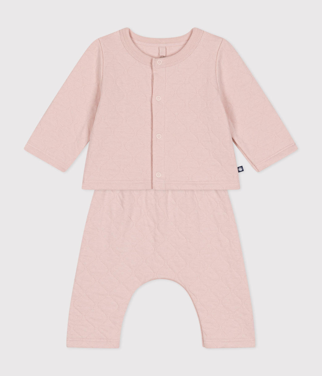 Completo due pezzi rosa in tubique trapuntato neonato A0BNB 01 PETIT BATEAU 
