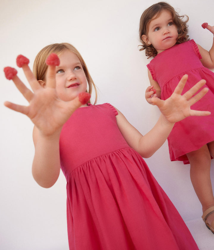 ABITO ROSA SENZA MANICHE IN LINO A09SB 01 PETIT BATEAU 