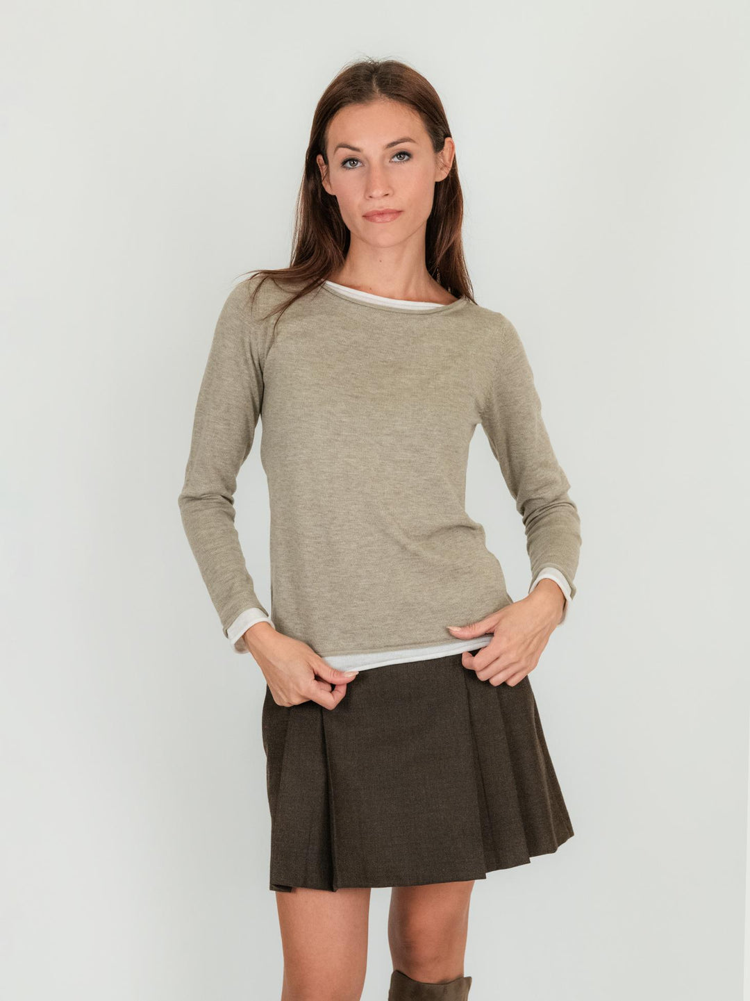 Maglia beige con collo a barchetta 1275 040 ANDREA MORANDO 