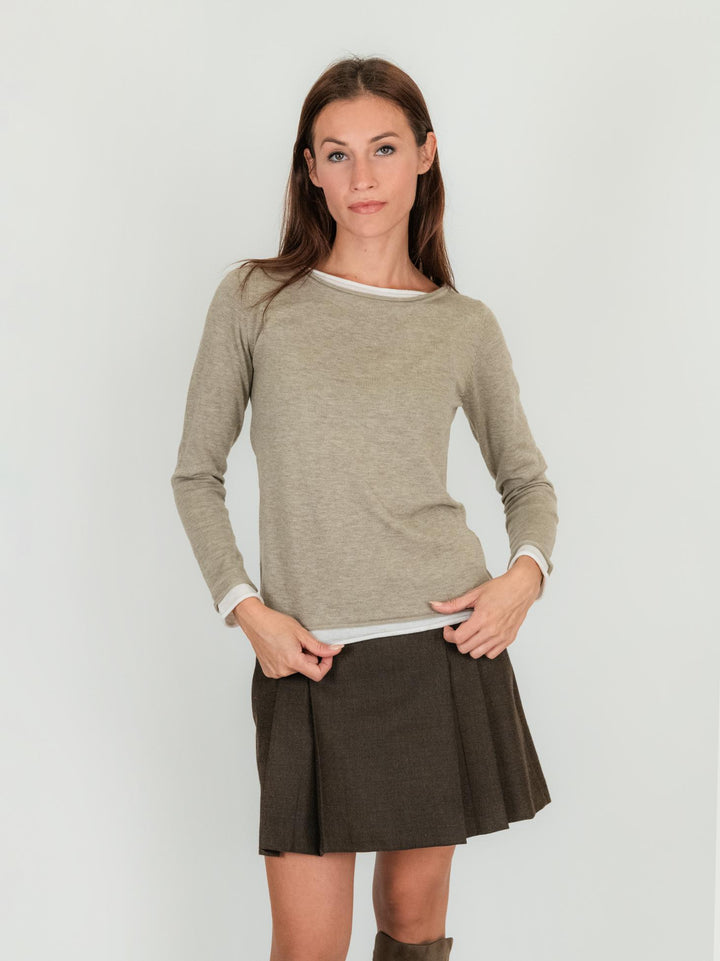 Maglia beige con collo a barchetta 1275 040 ANDREA MORANDO 