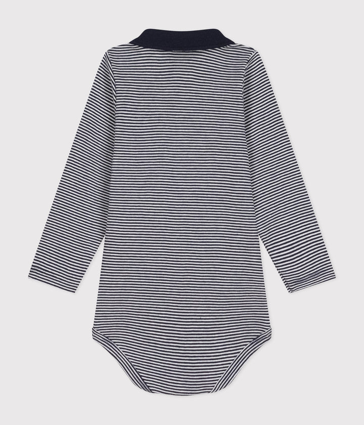 Body a righe a manica lunga a righe con colletto in cotone A0BQE 01 PETIT BATEAU 