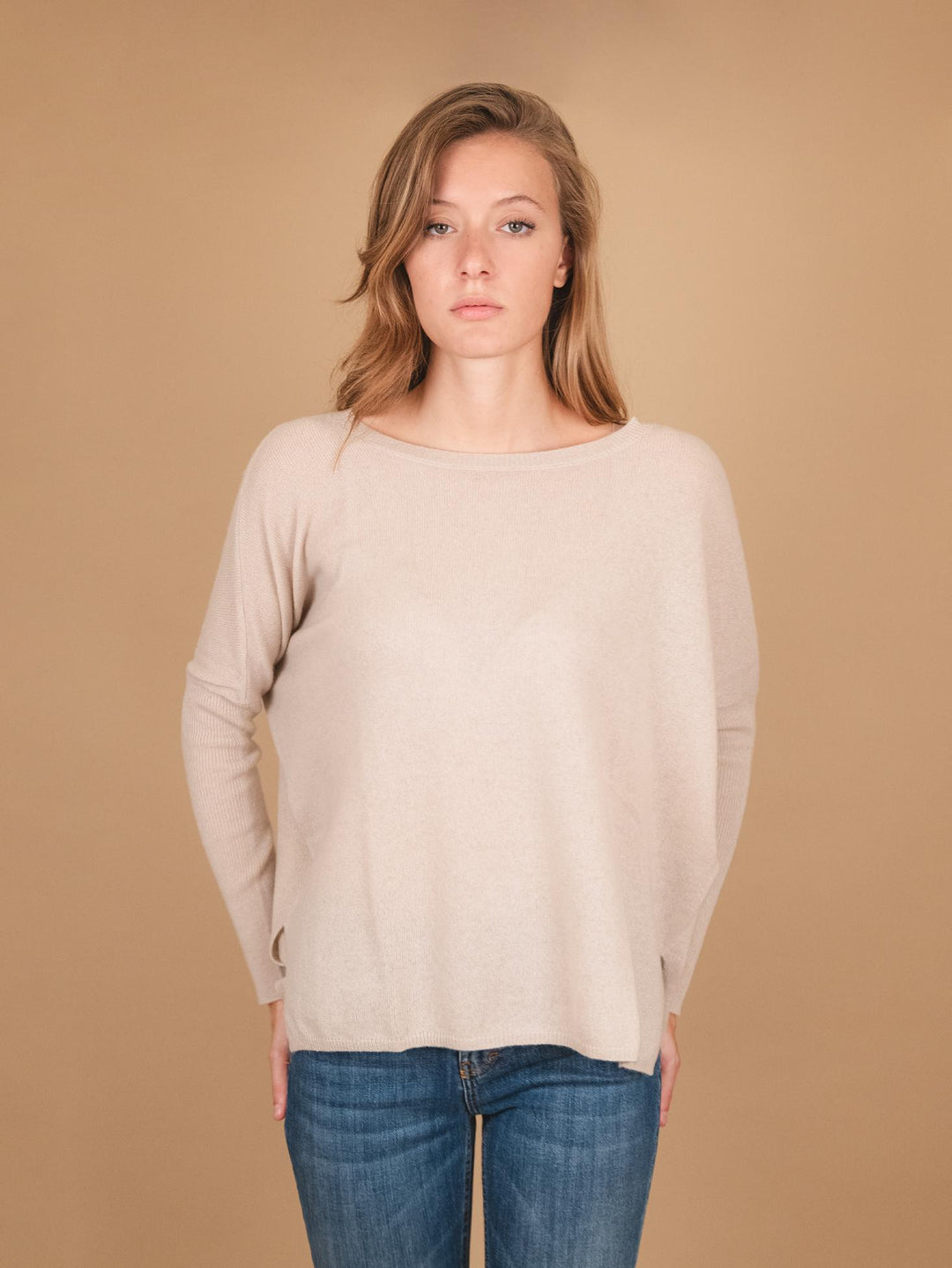 MAGLIA OVER IN CASHMERE ECO-FRIENDLY BEIGE ASTRID GREGE ABSOLUT CASHMERE 