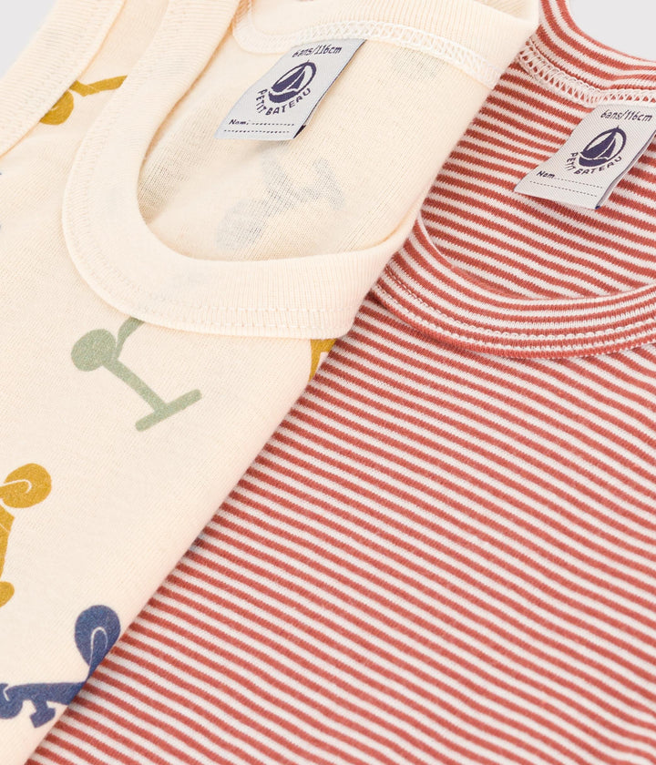 CONFEZIONE DA 2 CANOTTIERE BAMBINO IN COTONE CON MONOPATTINO A0A8C 00 PETIT BATEAU 