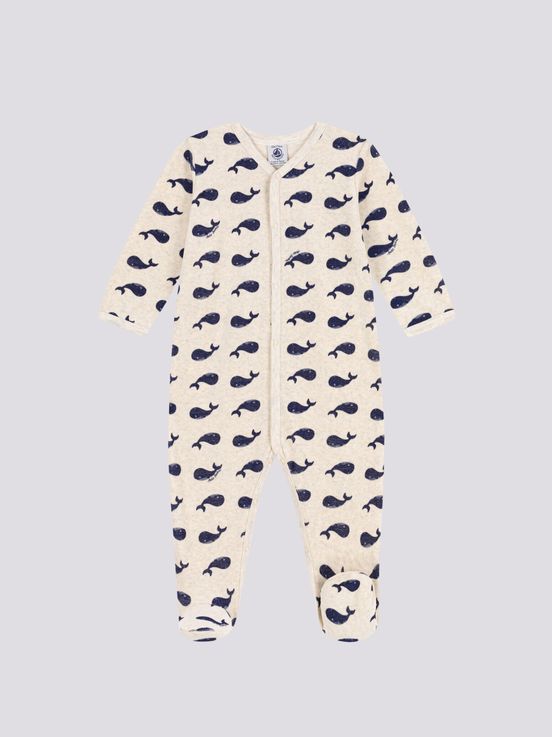 PIGIAMA IN CINIGLIA CON BALENE MARINE A083W 01 PETIT BATEAU 