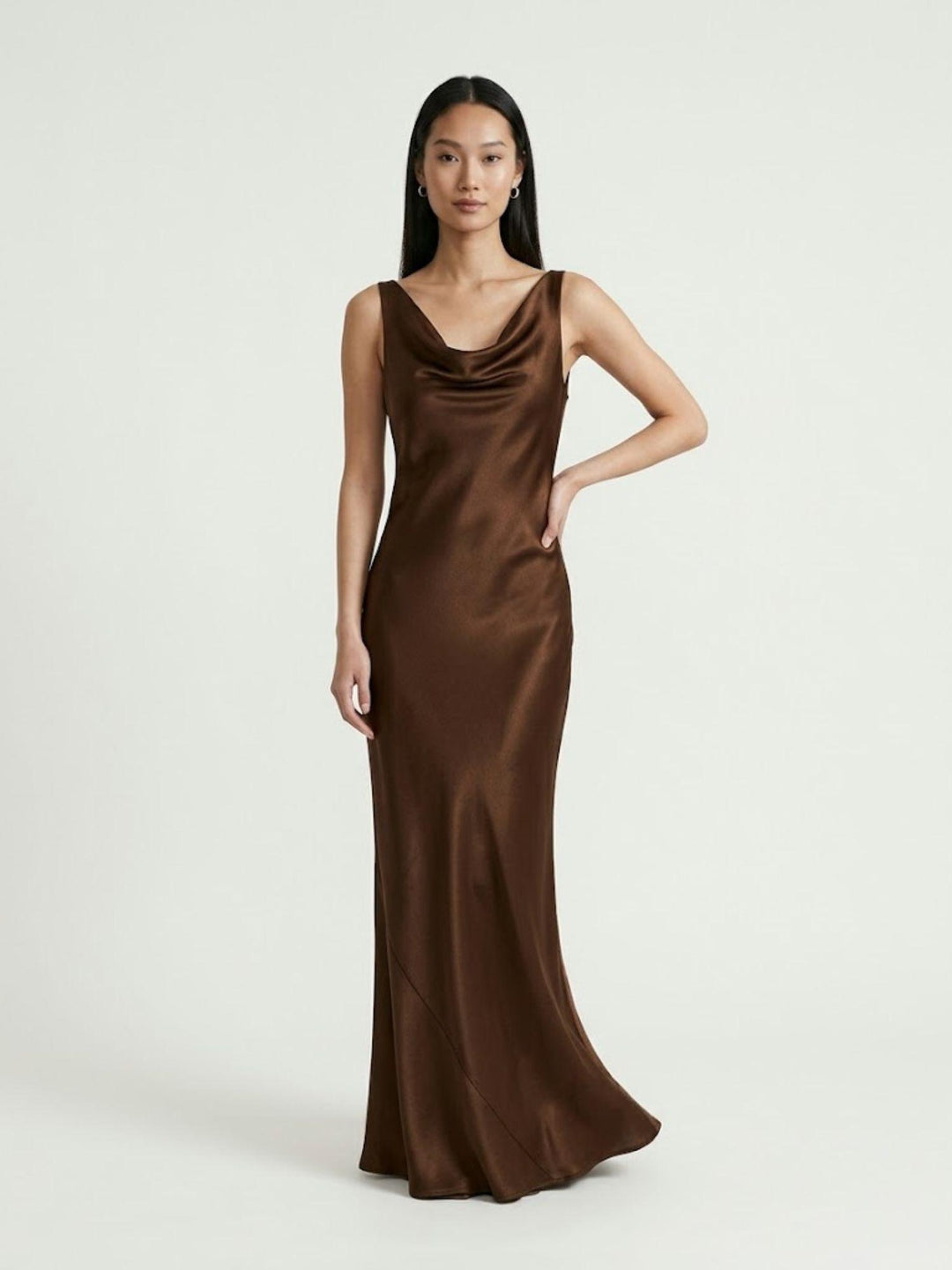 Abito satinato lungo bronzo 4407 323 ANDREA MORANDO 