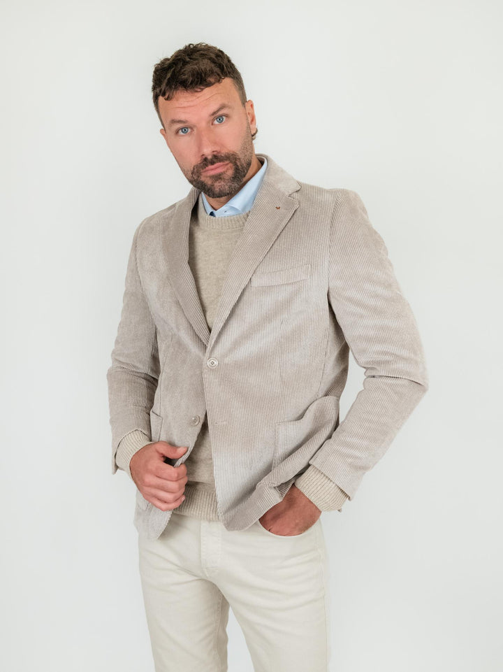 Blazer color sabbia in velluto a coste CR547 BEIGE ANDREA MORANDO 