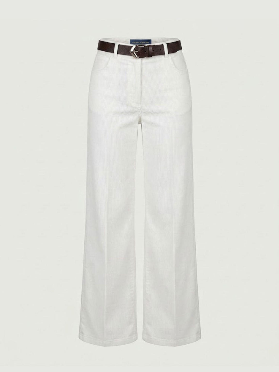 Pantalone a palazzo gamba ampia in cotone panna 5546 PANNA ANDREA MORANDO 
