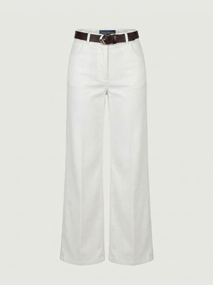 Pantalone a palazzo gamba ampia in cotone panna 5546 PANNA ANDREA MORANDO 